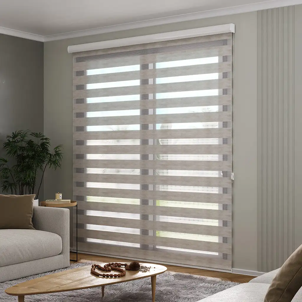 Persiana double vision semi blackout bege mescla