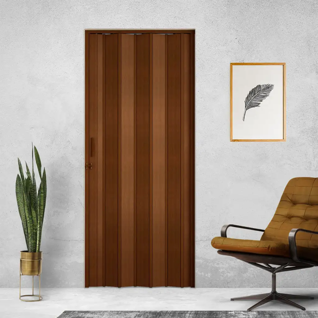 Porta sanfonada pvc marrom