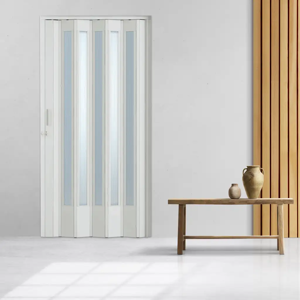 Porta sanfonada pvc translucida branca