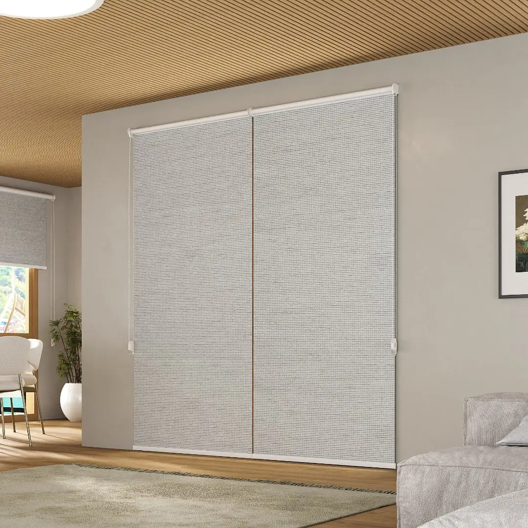 Persiana rolô tecido rústico cinza