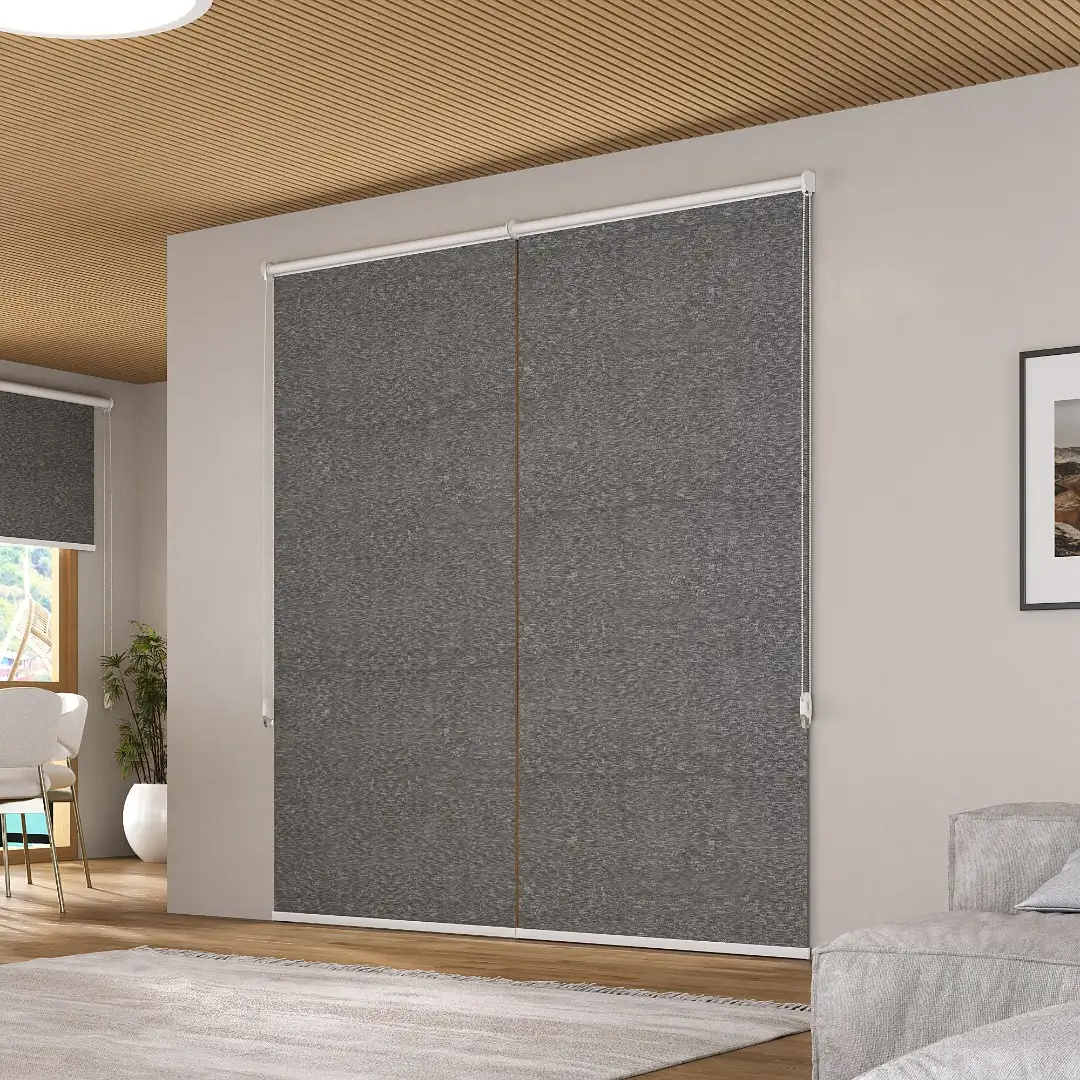 Persiana rolô blackout rústico platina