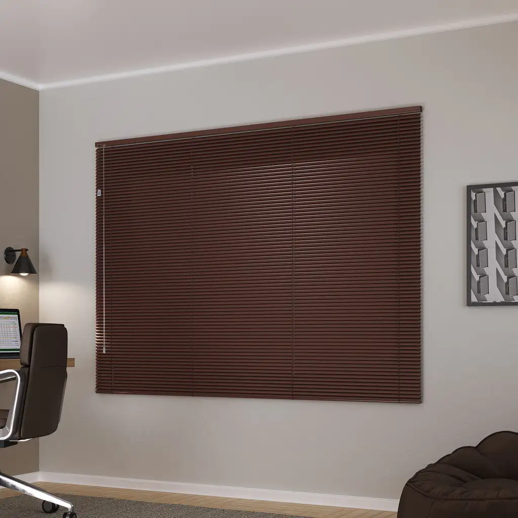 Persiana horizontal blackout marrom alumínio 25mm