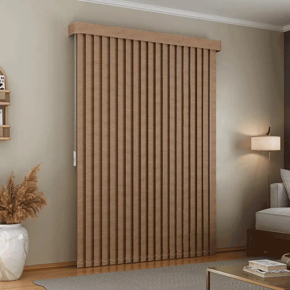 Persiana vertical tecido bege mescla