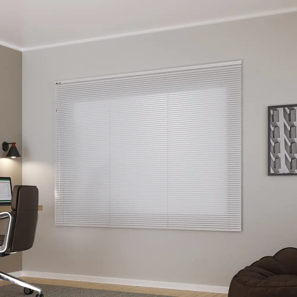 Persiana horizontal blackout branca alumínio 25mm