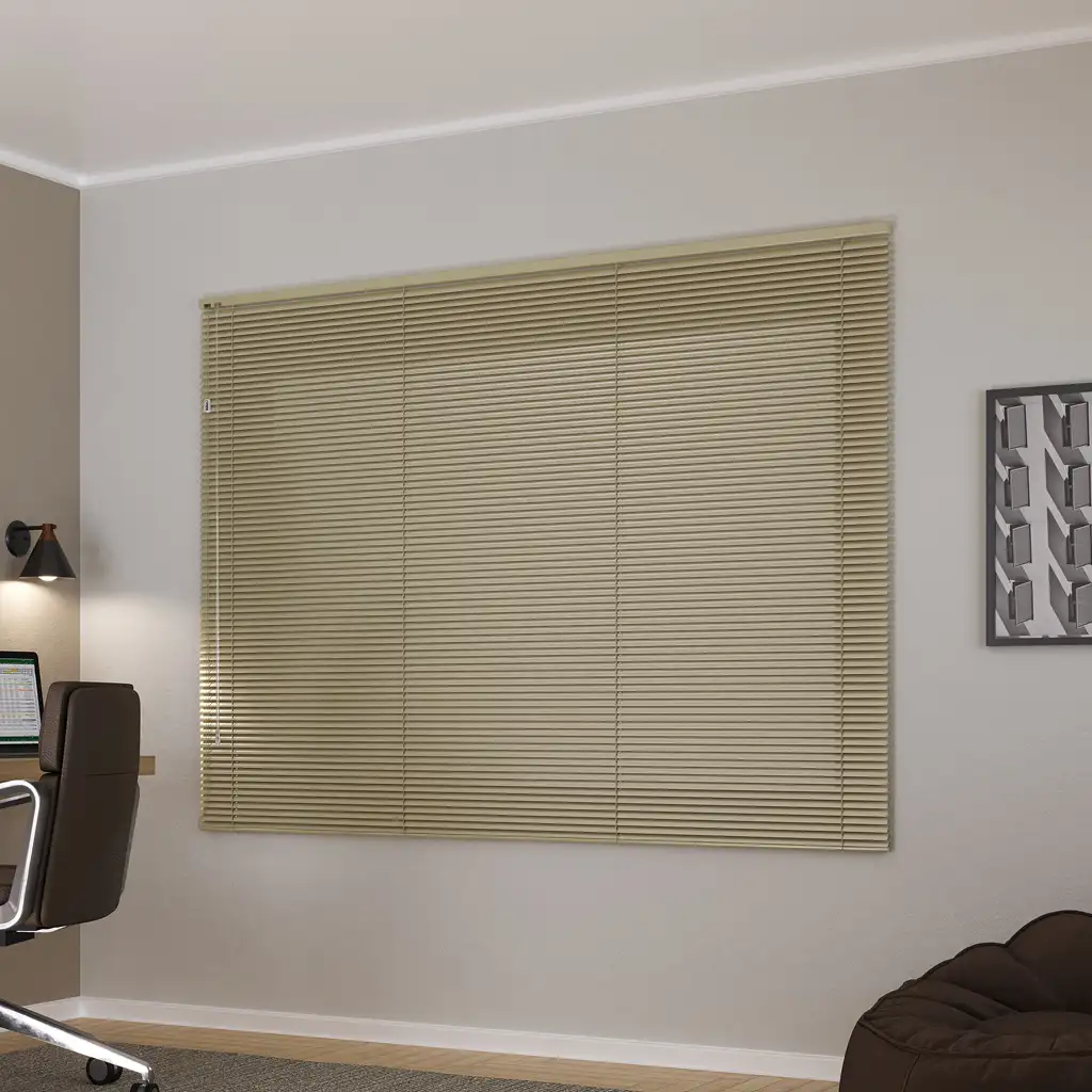 Persiana horizontal blackout bege alumínio 25mm