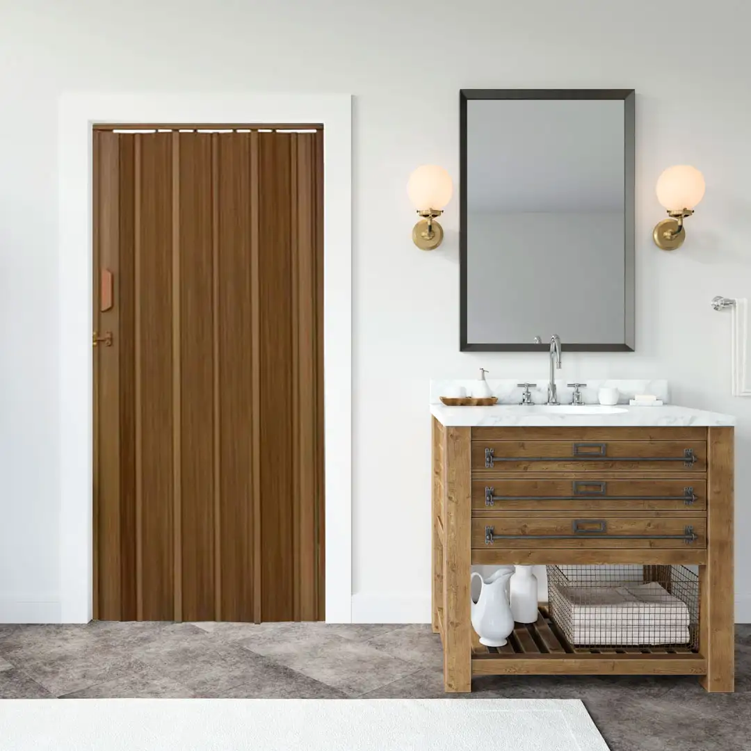 Porta sanfonada pvc marrom 0,84 x 2,60